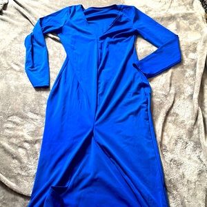 Blue front slit dress
